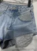 Kvinnors shorts heta sexiga kvinnor diamanter pocket denim shorts casu