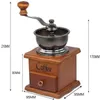 LMETJMA Retro Manual Coffee Grinder Mill en acier inoxydable avec une machine de conception de bois de brosse de nettoyage 240416