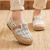 Chaussures décontractées Veowalk Vegan à la main Femmes artisanales Broidered Toile Espadrilles Flats Japonais Mesons de style confortable