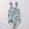 Dziewczyny z kwiatu Dziewczyny One Piece Swimsuit Summer Girl Kid Sakswear Falbala Children Beach Kąpiel Suit Monokini 240415