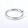 Clusterringe 925 Sterling Silber Pfanne Ringarbeit poliertes Herz offen mit Kristall für Frauen Hochzeitsfeier Geschenk Mode Schmuck Schmuck