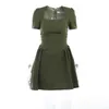 Urban Sexy Dresses Dresses Women Folds Mini Vintage Square Collar Temper