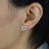 Stud -oorbellen arriveerden Hollow Heart Shape Earring met witte CZ Stone verharde vrouwen Lady Girl Party Wedding Sieraden Groothandel