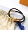 Luksusowy projektant mody bransoletki damskie bransoletka podwójna skórzana marka elegancka bransoletka z pudełkiem 9223117