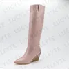 Boots Lucyleyte Brand printemps hiver ins grande taille 46 talons hauts Chaussures rétro long glissade sur femme occidentale