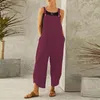 Kvinnors byxor Cotton Suspender Overaller Solid Color Casual Löst nio-punkts Jumpsuit överdimensionerade Rompers Ladies Dungarees Streetwear