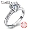 Yhamni Real 925 Sterling Silver Ring mit S925 Stempel 1 Karat Sona CZ Diamond Ehering für Frauen YR1136523068551192