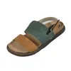 Sandalias primavera y verano cuero suave de cuero suave retro simple plano mate mate de una palabra pequeña talla de tamaño pequeño