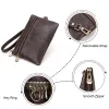 Portefeuilles Contact en cuir authentique portefeuille Multifinection Carte Multifinection Carte Purse Pursepreeper Small Keychain Unisexe Keys Sac avec sangle