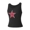 Women's Tanks Camis Xingqing y2k Crop Top Summer Women Fairy Grunge Plaid Star Patchwork Print Slveless T Shirts Casual U Neck T Strtwear Y240420