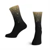 Мужские носки черно -золотой схемы 3D Принт смешной хараджуку унисекс средняя трубка