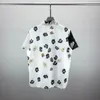 Summer Mens Casual Campcollar Short Sleeve Shirts Vintage Black and White Stitching Design Mönster Print Silk Shirts 240420