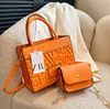 Kobiety mody Bag 2pcs Ustaw kobiety luksusowe wytłoczone litery torebki pu skórzane torby na ramię designerskie torebki