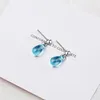 Stud Earrings Arrival Korean Literary Sweet Blue Water Droplets 925 Sterling Silver For Women Girl Jewelry Gift