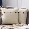 Pillow Pillows Linen Cotton Button Cover 45x45cm Decorative Throw Beige For Sofa Livingroom Pillowcase Bedroom Home Decor