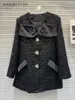 Jackets para mujeres Invierno Elegante elegante elegante elegante graciosos Diebre dhinestone boed tweed abrigo para mujeres solteras