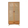 Hängare nordiskt solidt trä japansk stil sovrum med två dörr rotting vävt vintage hemvist lagring garderob