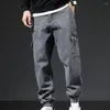 Pantalon masculin cargo rétro streetwear avec plusieurs poches de ceinture élastique pour un pantalon de taille plus respirant