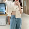 Лето Y2K Emo High Street Solid Short Blazer Women Fasual Thin Corean Harajuku Kawaii одежда блузковая рукава пиджак Femee 240417