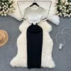 Casual Dresses Women Elegant O Neck Short Sleeve Bodycon Dress Sexy Fashion Knit Vestidos Elastic Slim Hip Wrap Sweater