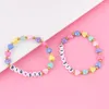 Strand luoluobaby 2pcs/set "Little Sister and Big Sister" Heart-sead Beaded Resin Bracelet for Girls BFF Friendship Jewelry Gift