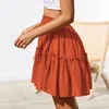 Rokken voor dames sexy casual solide ruches a-line geplooide hoge taille rok mode zomer vintage exotische vrouwelijke jurken