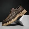 Casual Shoes Classic Men for Wedding 2024 Fashion Lace-up Handgjorda mäns affärsläder manlig körning