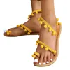 Sandals 2024 Summer Lightweight Women's Shoes Flat Bottom Drop Bead Set Toe Bohemian Beach Fashion Casual