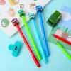 Pennor 12/60 datorer Partihandel Creative Cartoon Soft Adhesive Small Train Neutral Pen Student Söt form Gel Pens Presentkontor