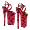 Sapatos de dança Leecabe 23cm/9inches leopard impressão pu pequena plataforma de dedão de pé sexy saltos altos sandálias