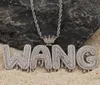 Az aangepaste naam letters kettingen heren mode hiphop sieraden ijsje uit Gold Silver Crown eerste letter hang ketting2805223