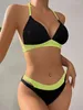 Dames badmode cikini-colorblock uitsparingen taille driehoek bikini zwempak voor vrouwen zomer strand badpak