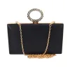 Clutches Circular Ring Pu Black Wine Evening Bag Chain Shoulder Bag Women Purse Day Clutches Ladies Wristlets