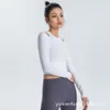 Lu Yoga Clothes Designer Women Top Quality Luxury Fashion Shirts Branded Sports Long Sleeved Womens Elastic Slimming Tightフィッティング乾燥Tシャツランニングフィットネス