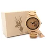 BOBO Bird Classic Bamboo Wood Watch Elk Deer Head Casual armbandsur Bambu Band Quartz Watches For Men Women8207218