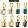 Hoopörhängen Luxusteel Vintage Cubic Zirconia Square för kvinnor Luxury Crystal Gold Color Rostfritt stål Party Bröllop smycken