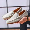 Luxus Elegant Retro Mens Leather Shoes Soft Driving Non-slip Wear-resistant Rubber Soled Bean Loafers Men Shoes 240410