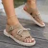 Casual schoenen zomer vrijetijdsstoffen mode boog dames open teen sandalen roman buckle flat sandalias de mujer verano 2024