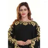 Vêtements ethniques La robe de robe longue du Dubaï noir marocain est une tendance de mode très sophistiquée