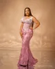 2024 Luxury Prom -klänningar för svarta kvinnor promdress för speciella tillfällen Kvällsklänningar Elegant pärlspets Tassel Rhinestones dekorerade födelsedagsklänning AM735