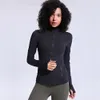 Lu Yoga Clothes Designer Femmes Top Quality Luxury Fashion Shirts confortable Série Femmes Nude Standing Neck Sports Jacket Running Fitness Long Maneves