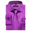 Men's Dress Shirts Purple Satin Luxury Silk Smooth Soild Wedding Party Social Tuxedo Prom Shirt Long Sleeve Top Casual Men Cloth