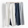 Men's Pants Mens Casual Premium Linen Loose Fit Straight-Legs Elastic Drawstring Waist Summer Beach Yoga Long