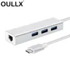 Hubs OULLX USB C HUB GIGABIT Ethernet RJ45 LAN ADAPTER USB Tip C - USB 3.0 Hub 1000Mbps MacBook Defter için 100Mbps Ağ Kartı