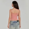 Tanks pour femmes WPNAKS Femmes Lace Patchwork Camisole Crops Tops Summer Sans manches V Coul Couleur solide Streetwear quotidien