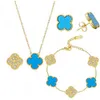 18K PVD Gold Bated Stainless Aço Colar de Aço e Brios Lucky Four Clover Jewelry Gift For Women Girls