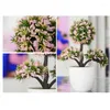Decorative Flowers 20X26CM Guest-Greeting Pine Potted Artificial Tree Bonsai Green Plant Home Decoration Simulation Flower With Pot