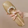 Повседневная обувь женская подлинная кожаная квадратная квадратная носка для скольжения балет