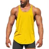 Tabbus de débardeur masculin Spaghetti Spaghetti Viete de sport de couleur solide avec conception de racine pour le bodybuilding fitness O-cou sans manches