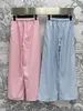 24 Women's Pants Elastic Waist Stripe Casual Pants Embroidered Letter embellishment Long Pants 414